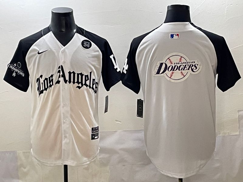Men 2025 Los Angeles Dodgers Blank White black Five generations Joint Name Nike MLB Jersey style 52637->los angeles dodgers->MLB Jersey